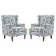 preview thumbnail 37 of 85, 2 Set Transitional Patterned Wingback Accent Chairs with NailHead