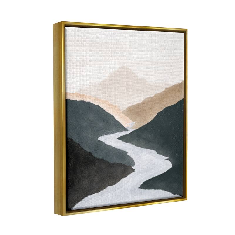 Stupell Flowing River Nature Landscape Foggy Distant Mountain Floater Frame, Design by JJ Design House LLC
