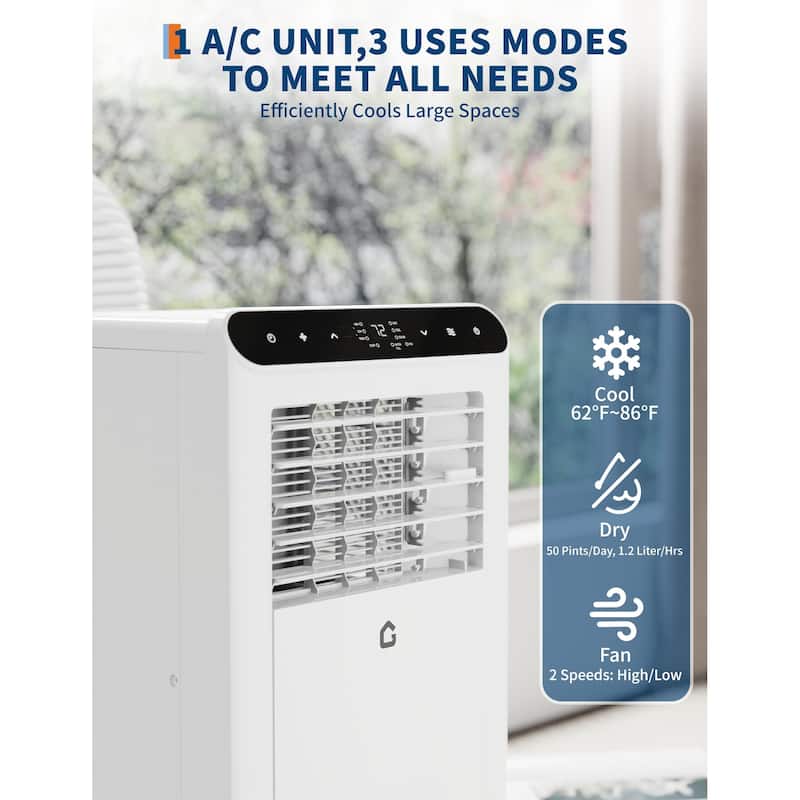 10,000 BTU Portable Air Conditioner with Heat, 4-In-1 Portable AC Units, Cools Up to 450 Sq.Ft.