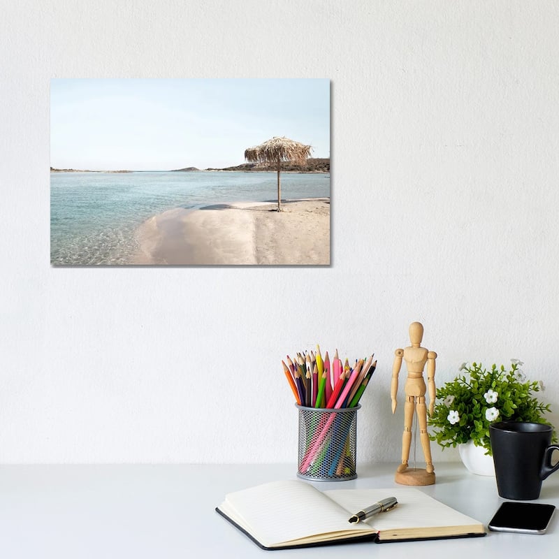 iCanvas "Beach Umbrella In Greece" by Henrike Schenk Canvas Print - 8x12x0.75