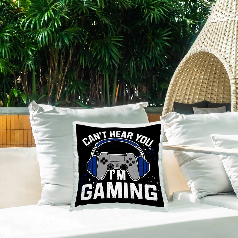 Stupell Can't Hear You Gaming Printed Outdoor Throw Pillow Design by Kim Allen