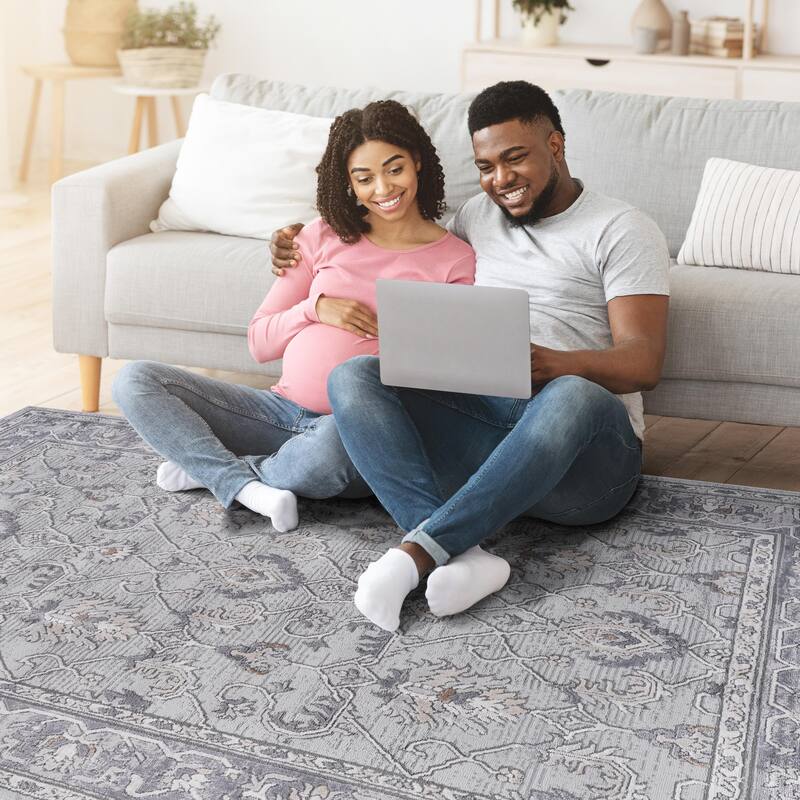 8X10 Oriental Non-Shedding Living Room Bedroom Dining Home Office Stylish and Stain Resistant Area Rug - 6' x 7'