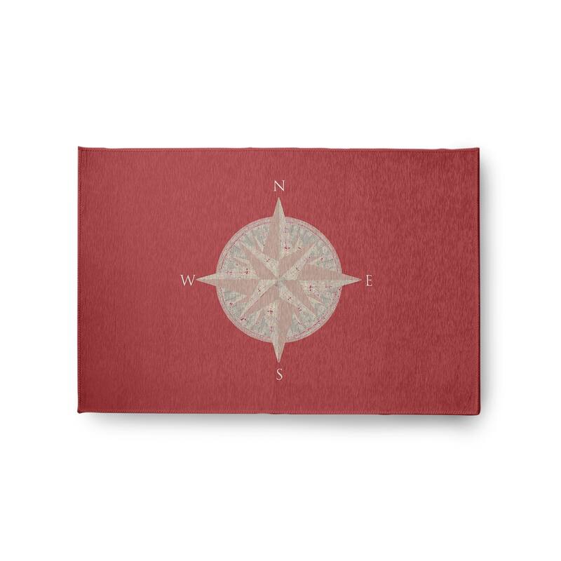 Compass Nautical Indoor/Outdoor Rug - Ligonberry Red - 2' x 3'