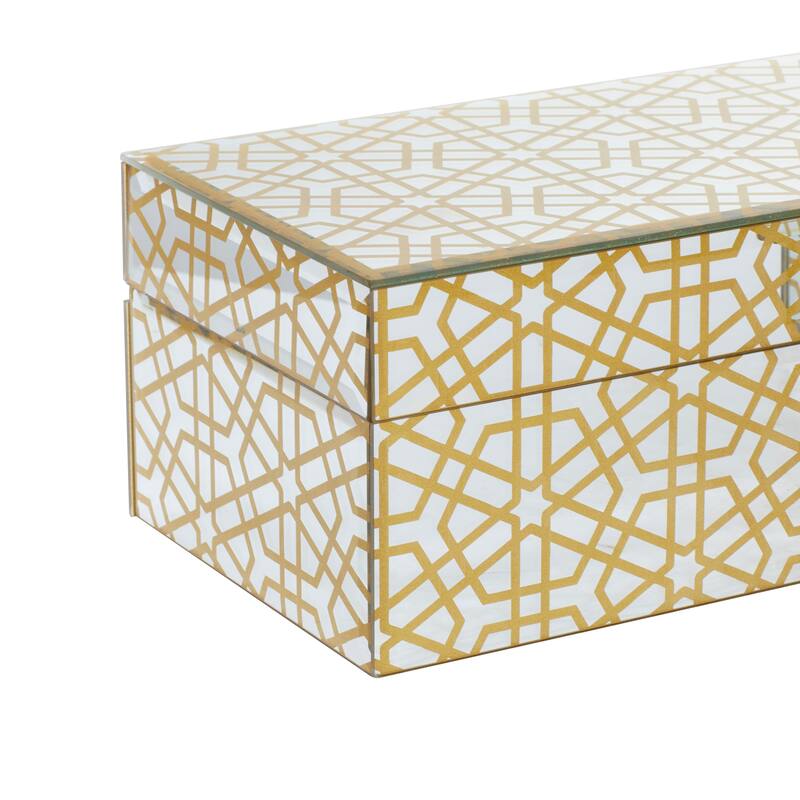 CosmoLiving by Cosmopolitan Gold Wooden Hinged Lid Geometric Box (Set of 2)