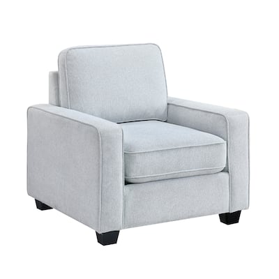 Pery Accent Chair w Reversible Cushions, Modern Light Gray Polyester