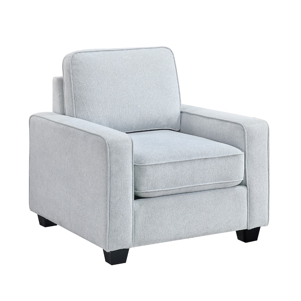 Pery Accent Chair w Reversible Cushions, Modern Light Gray Polyester