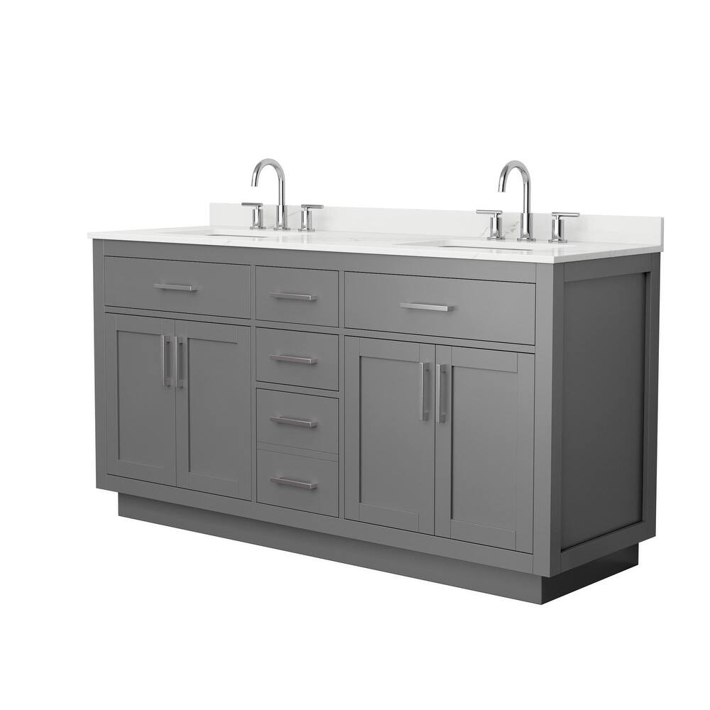 Beckett TK 66-inch Double Vanity, 3 Hole Quartz Top
