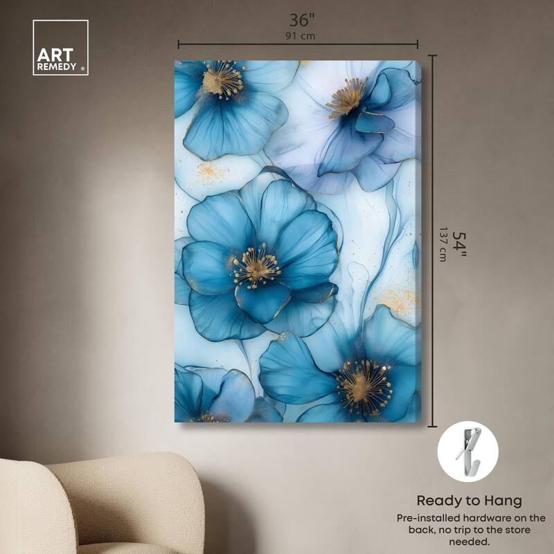 Gilded Cyanescence Canvas by Art Remedy, Gallery Wrapped