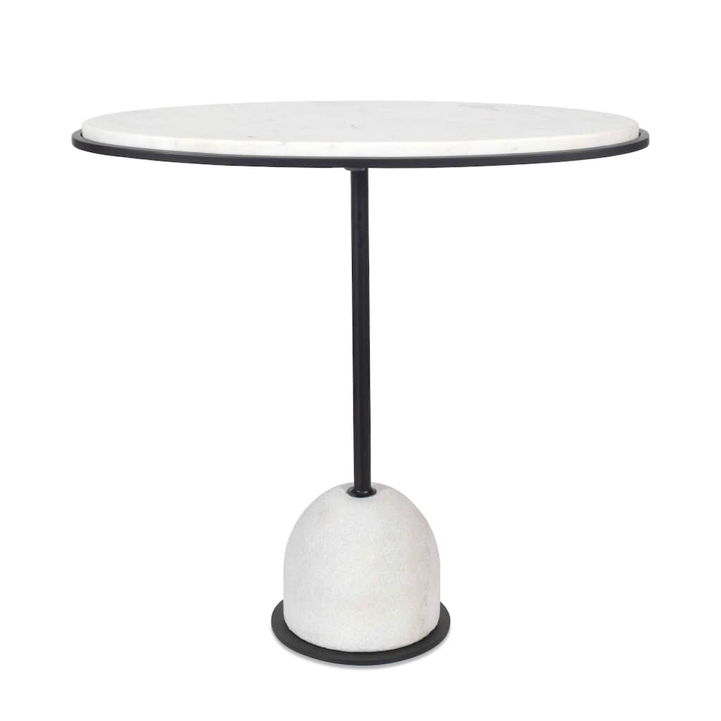 Uttermost Morro White Marble Side Table - 24.25"W x 10.5"D x 23.25"H