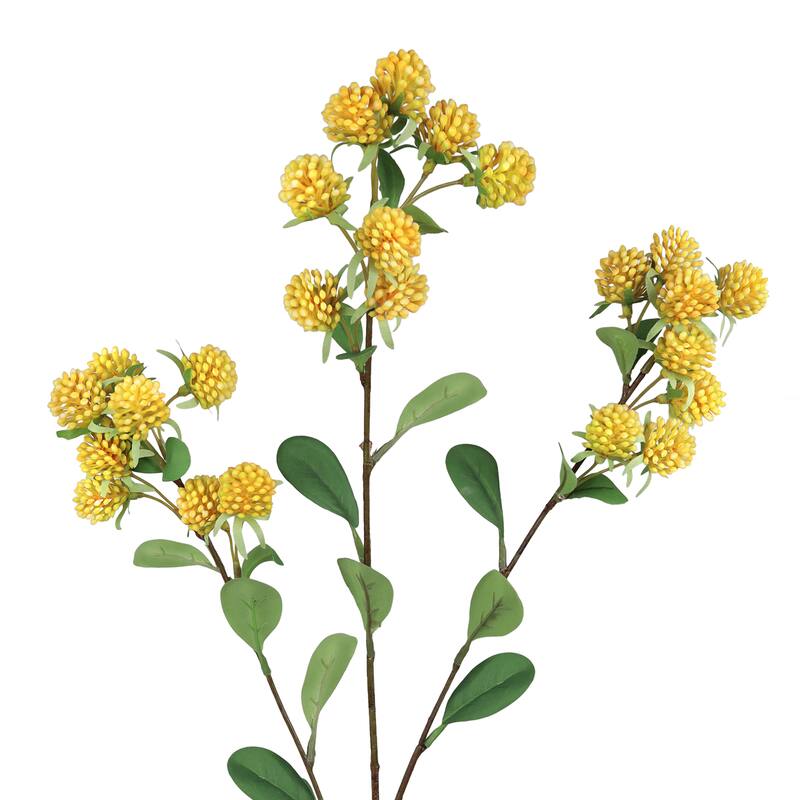 Set of 4 Yellow Artificial Wild Berry Flower Stem Spray 30in - 30" L x 6" W x 6" DP