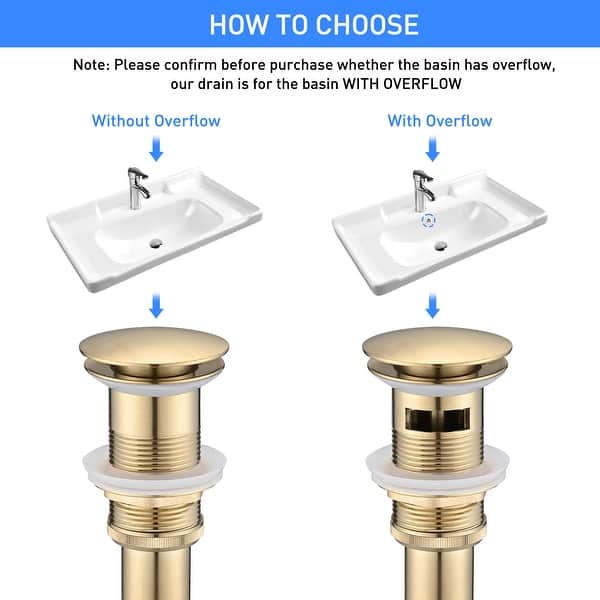 Gold-Hao Pop-Up Sink Drain Stopper With Lift Rod | Polished Chrome | Fits 1-1/2" Or 1-3/4" Drain Holes With Overflow | Universal Bathroom Sink Drain Kit