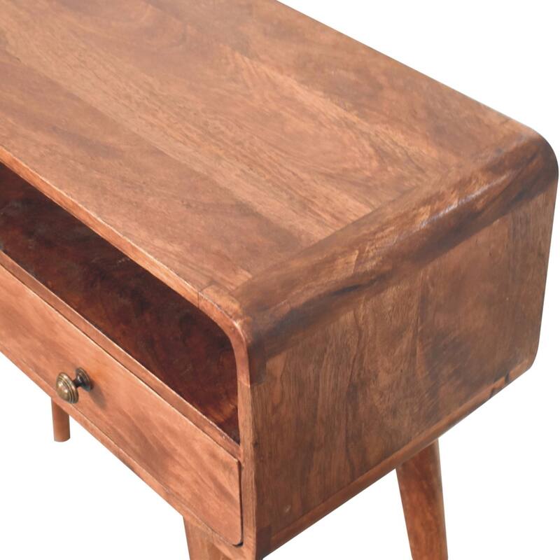 Artisan Furniture Solid Wood Curved Honey Caramel Console Table