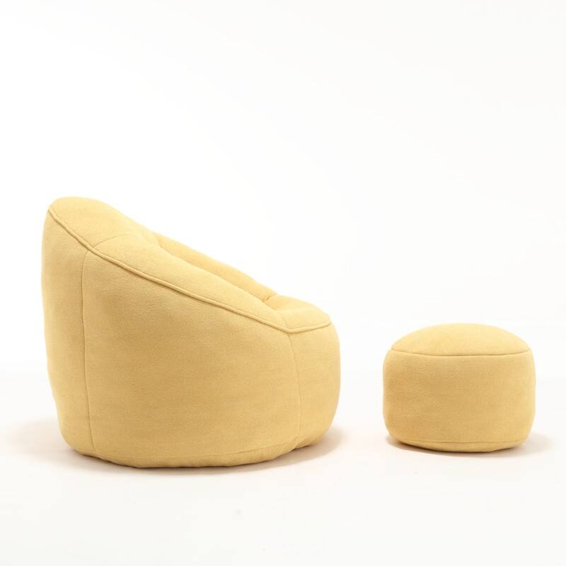 Compressed Foam Bean Bag Chair with Footrest - Plush Lounger for Modern Living Spaces