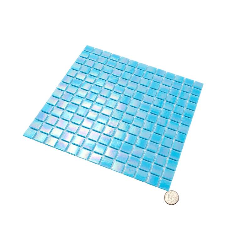 Apollo tile 12" x 12" Nacreous Glossy Turquoise Blue Glass Tile (20 sq ft/case) - 20 Pack