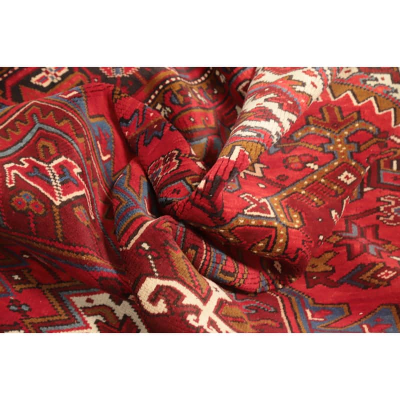 Hand Knotted Oriental 100% Wool Carpet Traditional Medallion Red Heriz Area Rug - 11' 0'' X 8' 2''