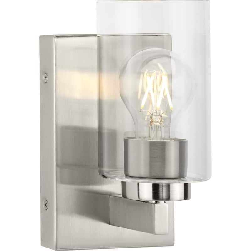 Goodwin Collection One-Light Brushed Nickel Modern Vanity Light with Clear Glass - Small