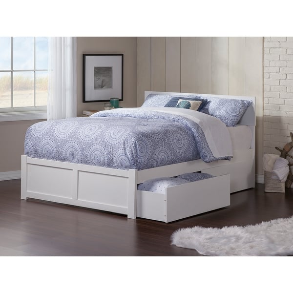 slide 2 of 10, Orlando Full Platform Bed with Footboard & 2 Storage Drawers in White