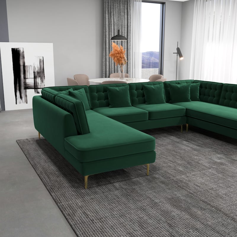 Cales Modern Living Room U-Shaped Velvet Corner Sectional Couch