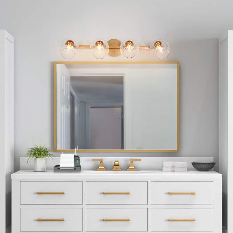 Bela Modern 4-Light Gold Head Adjustable Wall Sconce Linear Vanity Light - W 33"x D 7.2"x H 10.4"