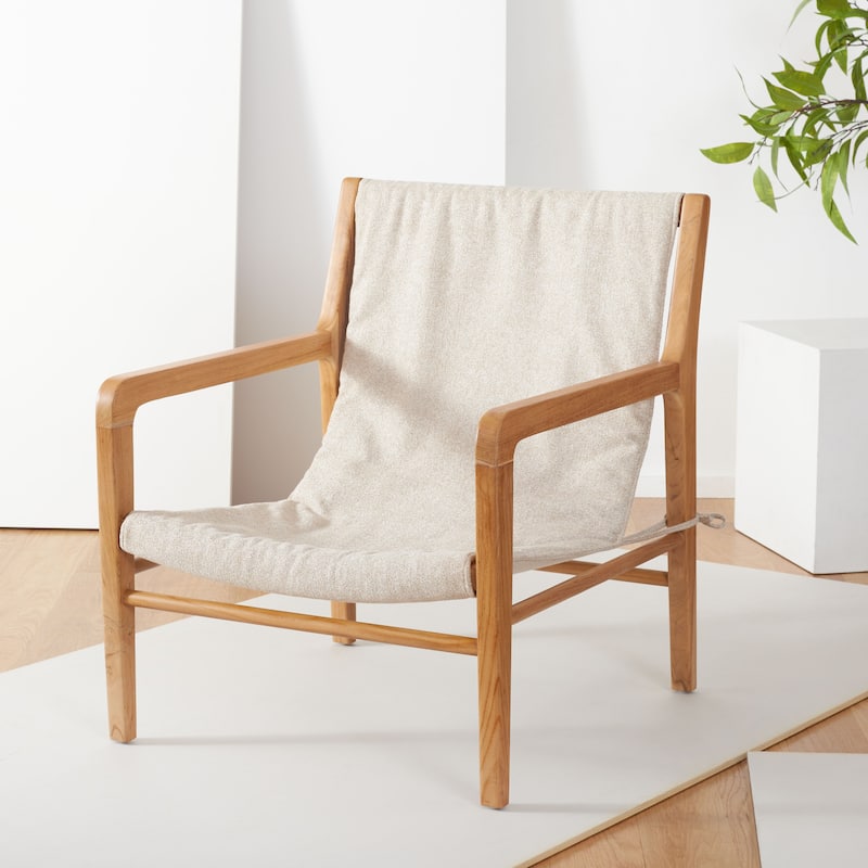 SAFAVIEH Couture Georgeta Linen Sling Chair - 26 In W x 32 In D x 32 In H - 26Wx32Dx32H