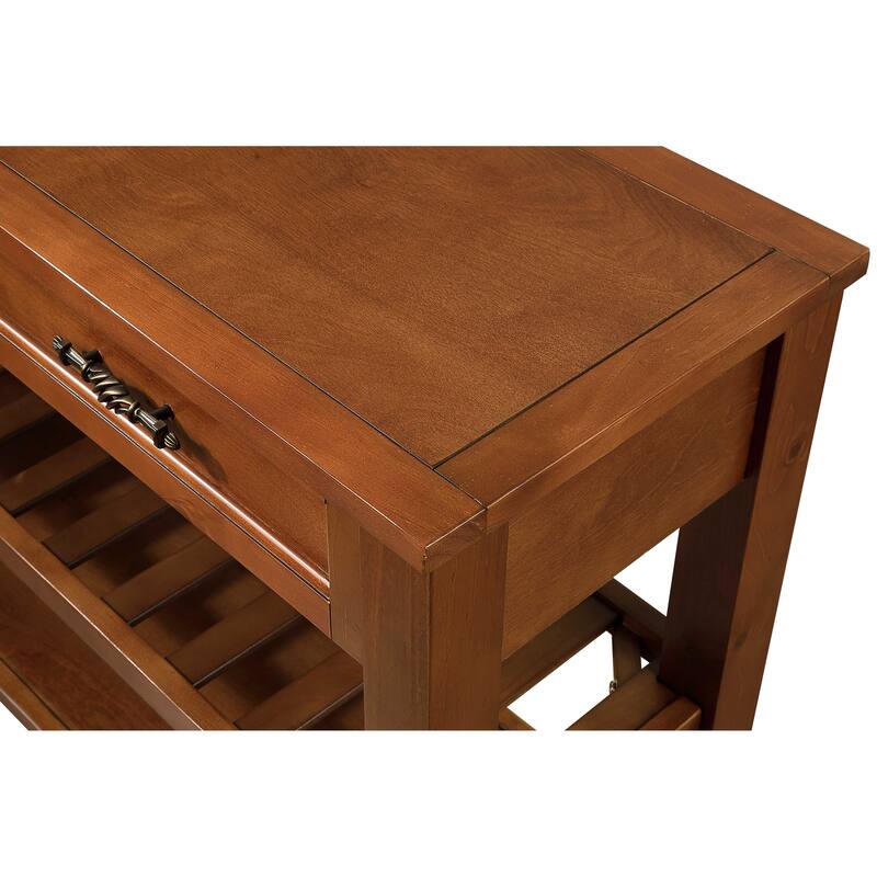 3-Tier Console Table, 42" Solid Wood Entryway Table Pine Accent Table