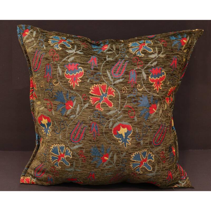 Carnation Fern Chenille Turkish Decorative Pillow