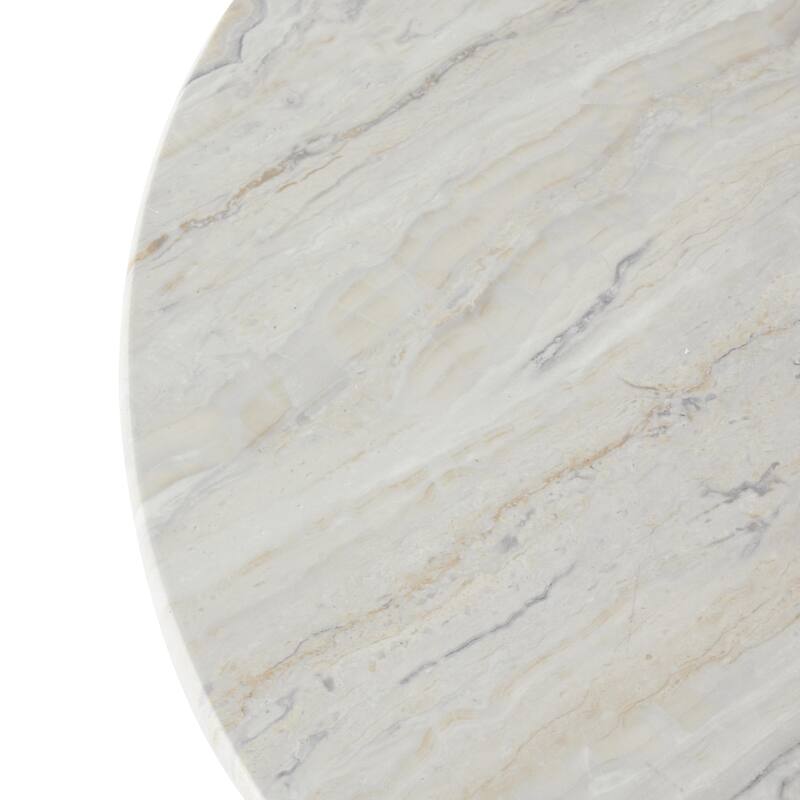 Metal Pedestal Accent Table with Faux White Marble Top - Black - Roche River Decor