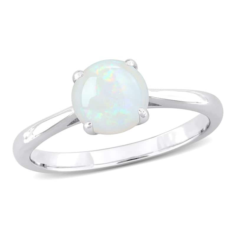 Miadora 4/5ct TGW Opal Solitaire Engagement Ring Sterling Silver