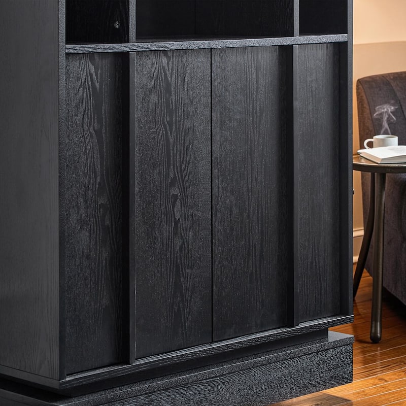 Farmhouse Fluted Sideboard Cabinet with Adjustable Shelves, Buffet Storage Cabinet with Doors