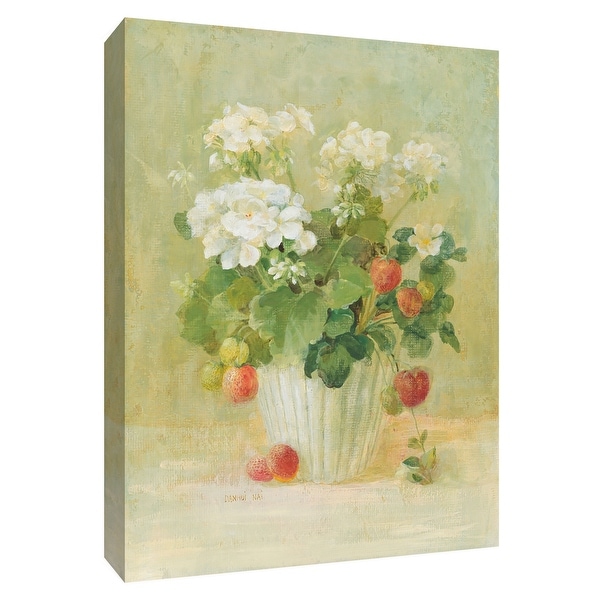 PTM Images 9-154595 PTM Canvas Collection 10" x 8" - "White Geraniums with Strawberries" Giclee Flowers Art Print on Canvas