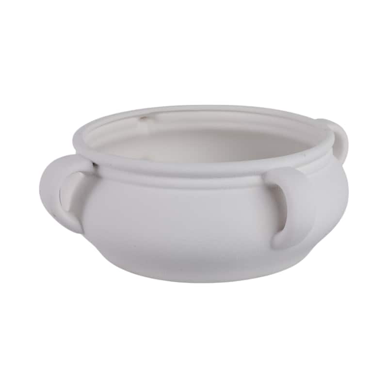 Ceramic Textured Bowl with Three-Handle Design Modern Decorative Form - 11" x 11" x 5"