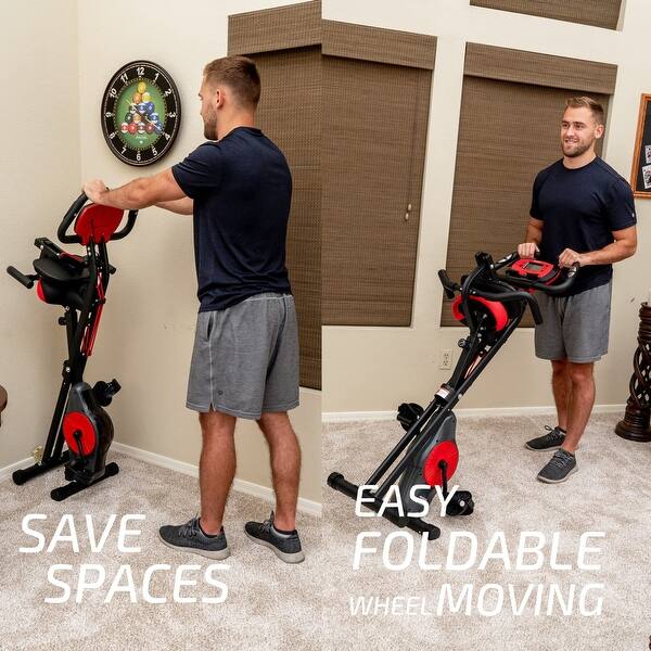 Folding Stationary Exercise Bike with Arm Workout Bands, 16 Levels Magnetic Resistance with Hand Pulse and Phone Holder - Bed Bath & Beyond - 40335122 Folding Stationary Exercise Bike with Arm Workout Bands, 16 Levels Magnetic Resistance with Hand Pulse and Phone Holder - Bed Bath & Beyond - 40335122