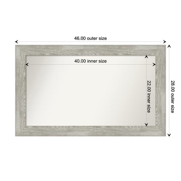 dimension image slide 69 of 113, Dove Greywash Framed Non-Beveled Custom Wall Mirror, Bathroom Vanity Mirror