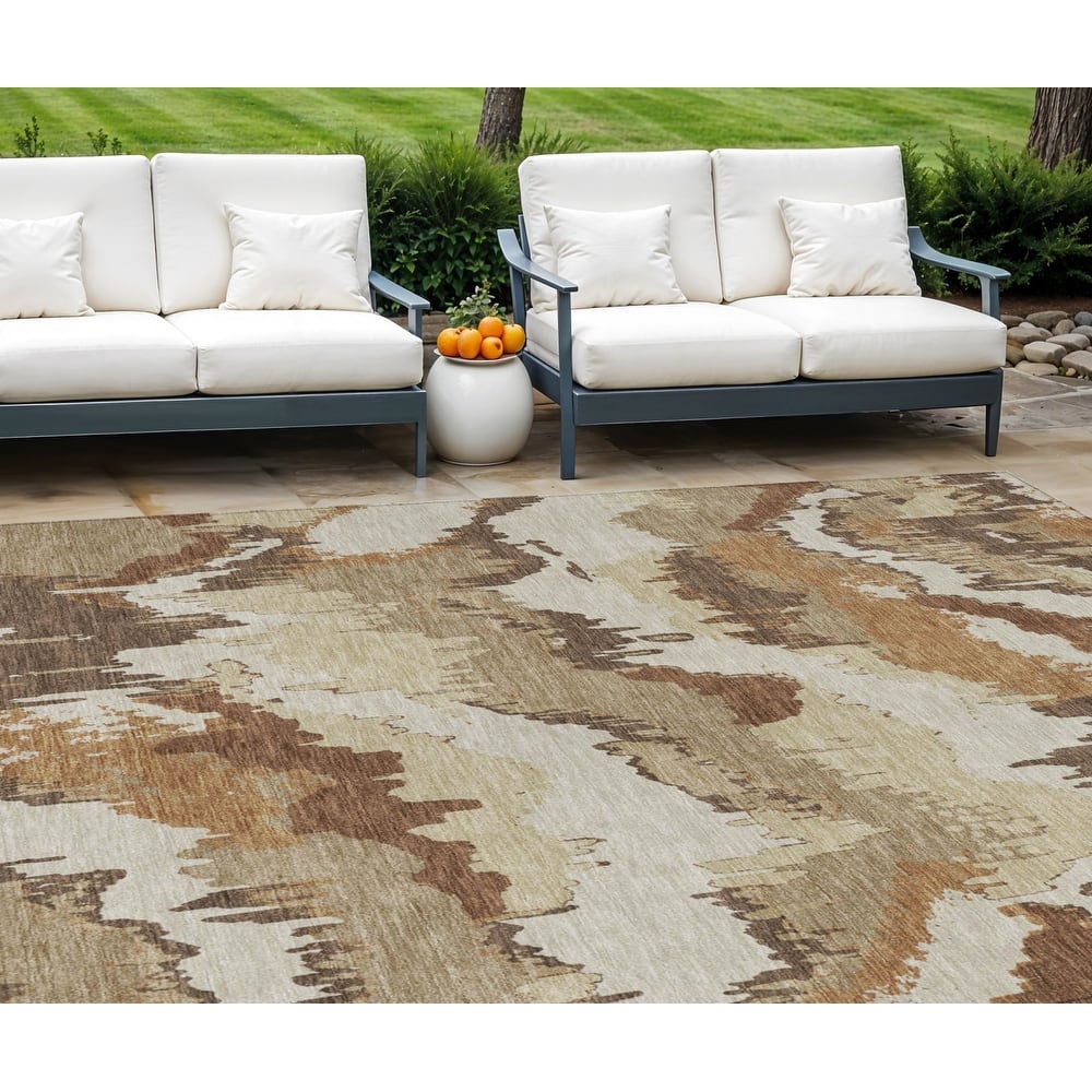 HomeRoots Abstract Transitional Rectangle Outdoor Rug