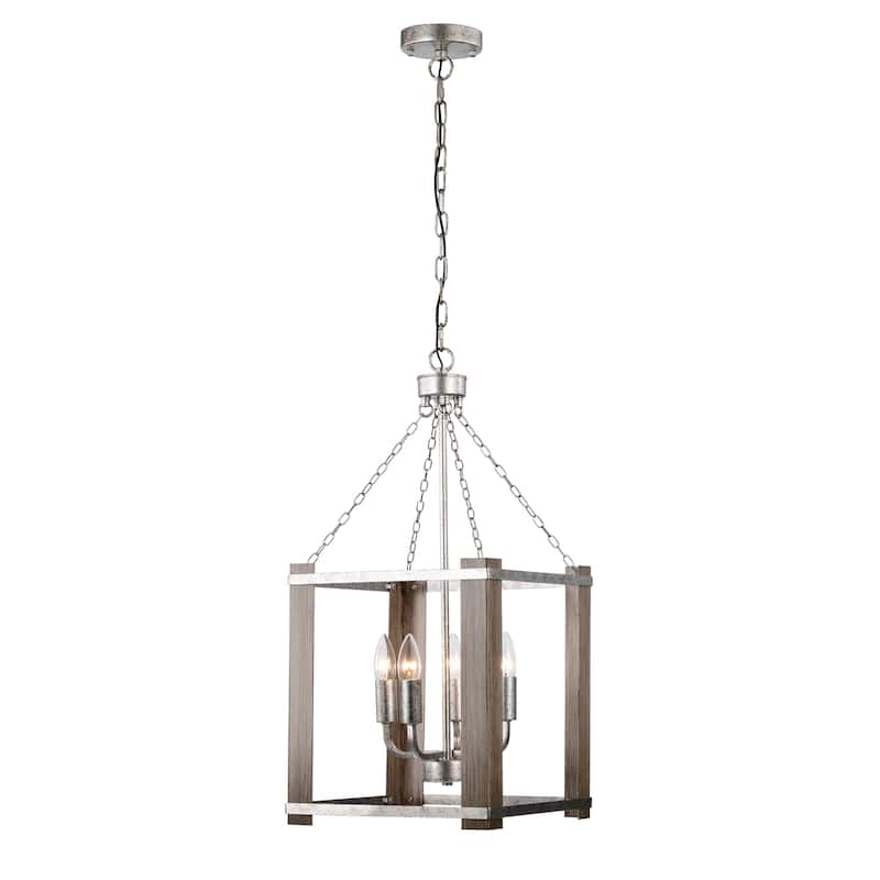 Jenus 13 Inch Antique Farmhouse Box Shape 4 Light Pendant