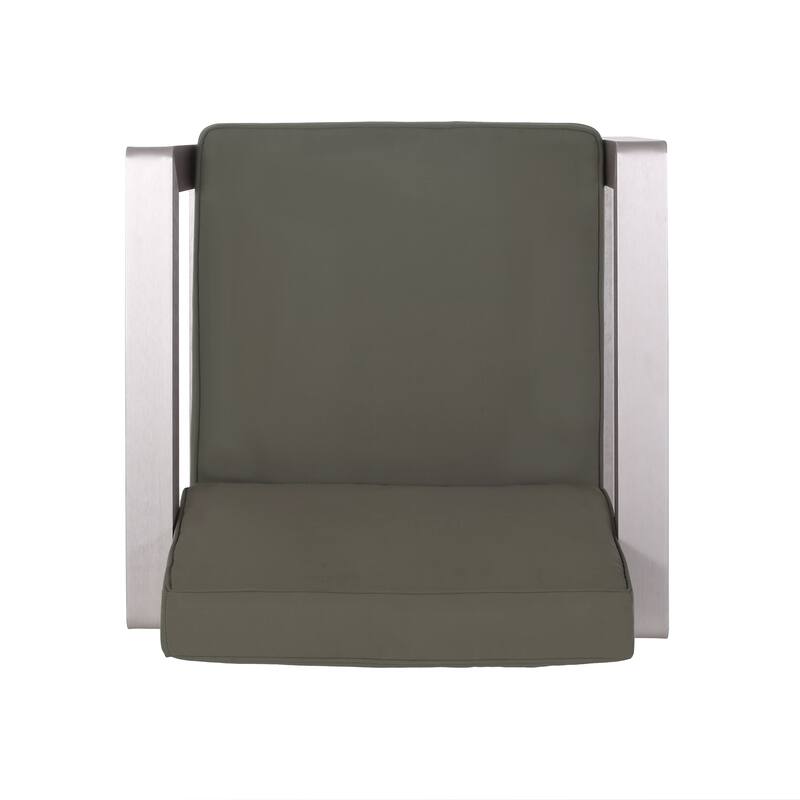 Aviara Outdoor 4-Seater Aluminum Chat Set with Tempered Glass-Topped Coffee Table by Christopher Knight Home