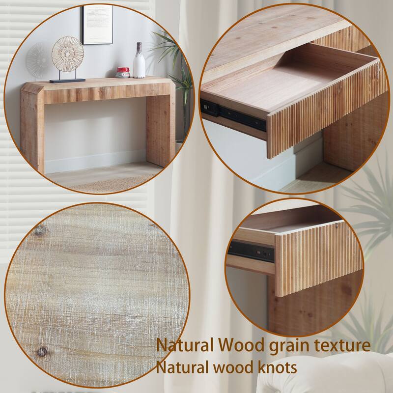 51.8" Wood Console Table with Ribbed Drawer Front & Versatile Storage