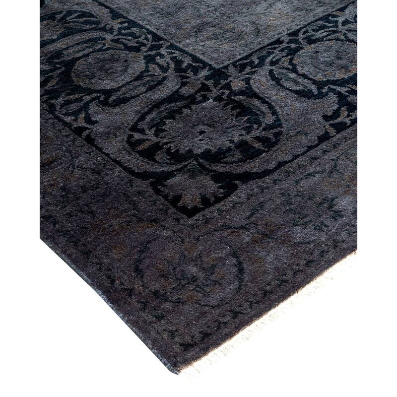 Overton Hand Knotted Wool Vintage Inspired Modern Contemporary Overdyed Gray Area Rug - 9' 2" x 12' 6"