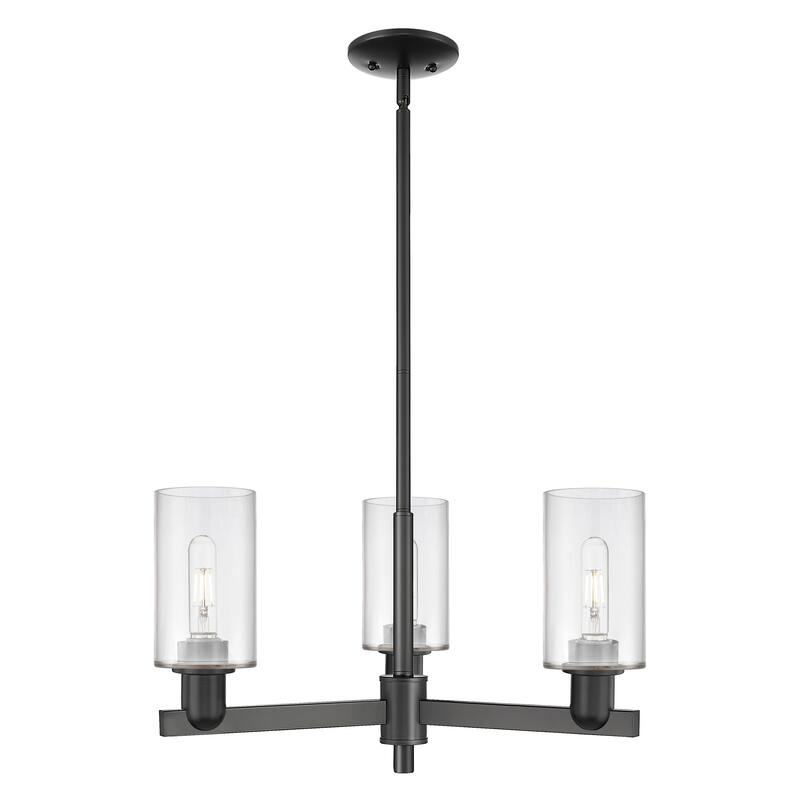 Innovations Lighting Endless Possibilities Arcadia - Clymer - 3 Light 26" Stem Hung Chandelier - Clear/Matte Black