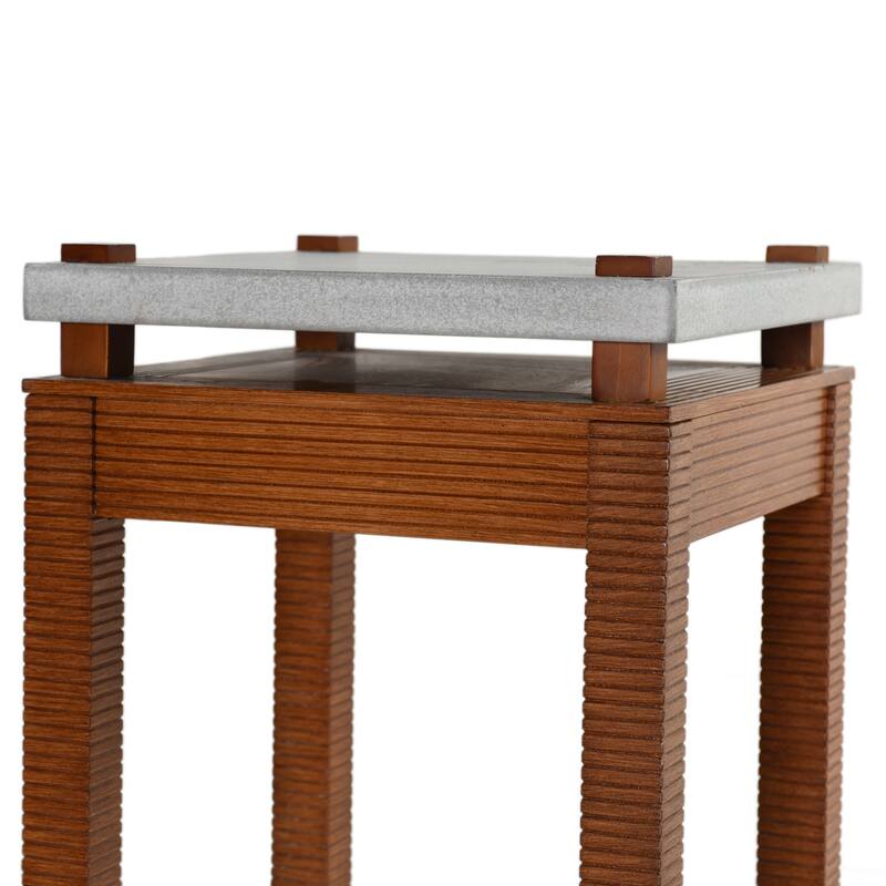 StyleCraft Norman Wyatt Home - Fern Plant Stand - Cement Gray & Zebra Cherry