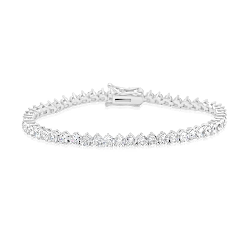 SHYMI Three Prong 3mm Round Tennis Bracelet - Silver