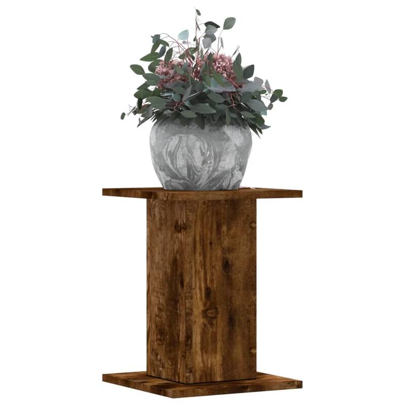 vidaXL Plant Stand Engineered wood Large Plant Stand Square - 11.8 x 11.8" - Smoked oak
