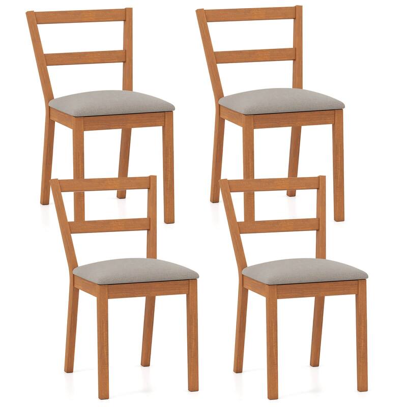 Costway Wooden Dining Chair Set of 2/4 Upholstered Seat & Breathable - 4 PCS - Set of 4