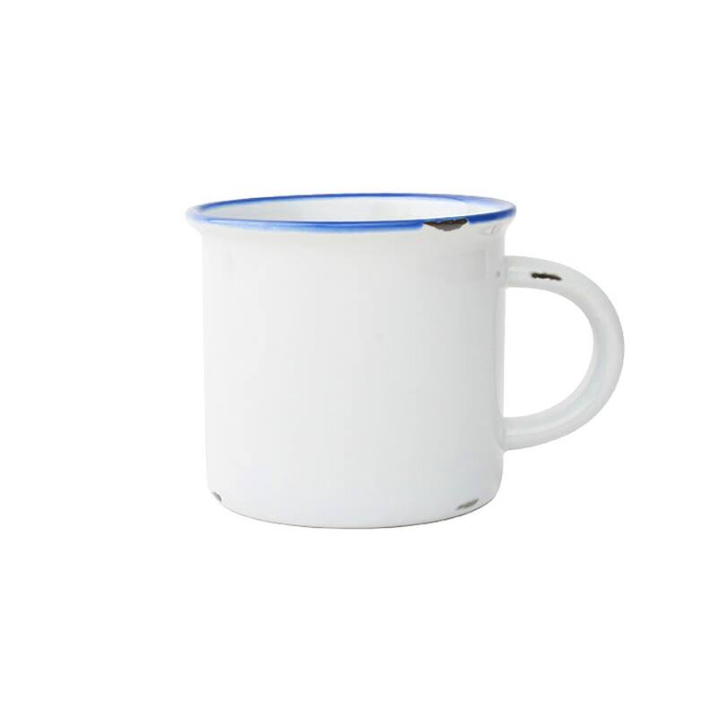 Tinware Mugs- Set of 4 - White/Blue