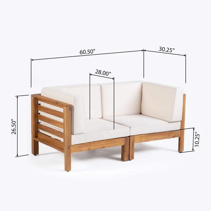 Roomfitters Outdoor 2-Piece Loveseat Set with Acacia Wood Frame and Weather-Resistant Cushions