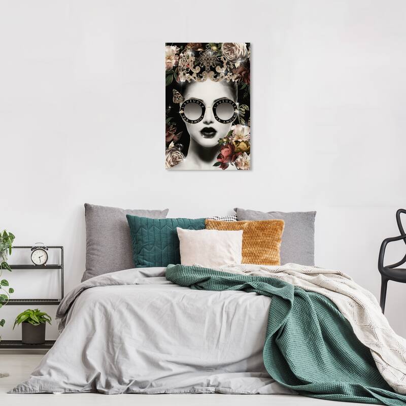 Wynwood Studio Canvas Fashion and Glam Royal Duchess and Her Crown Gold and Glam Wall Art Canvas Print - 24 x 16