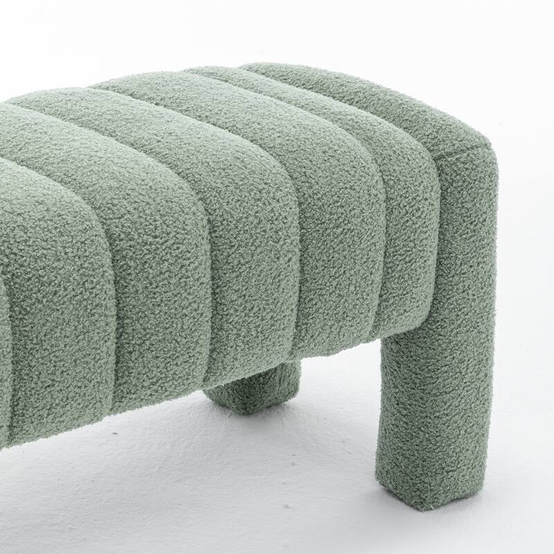 SEYNAR Modern Glam Teddy Velvet Fabric Rectangle Ottoman