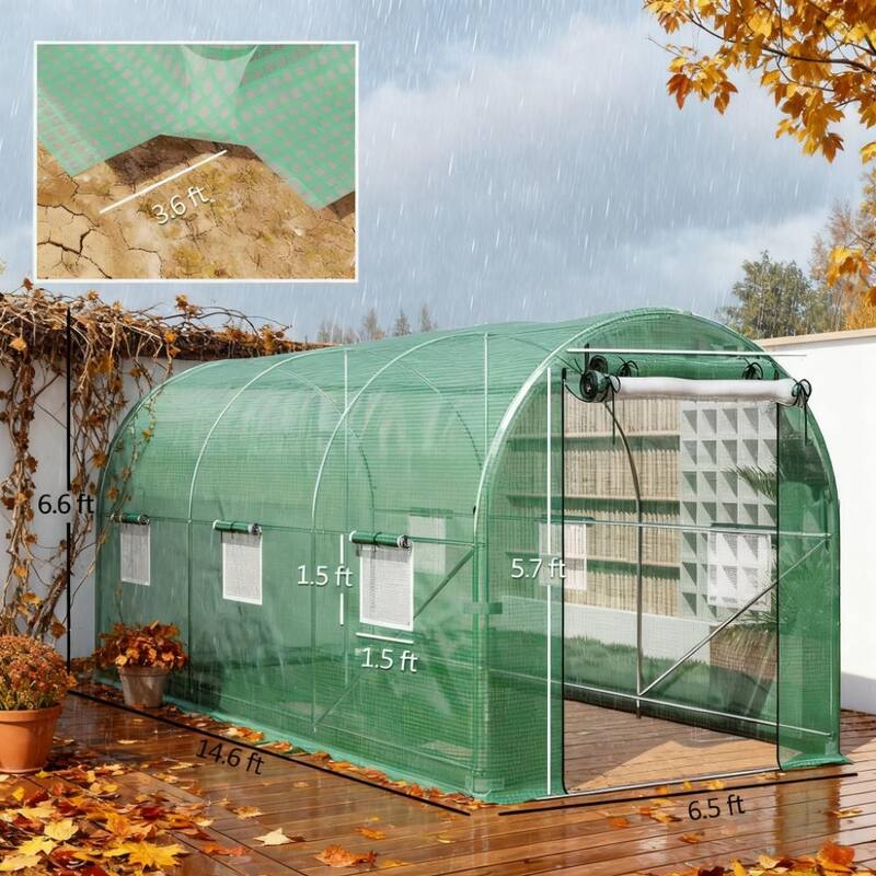 GDFStudio Outdoor Veyra Walk-In Greenhouse with PE Cover and Reinforced Frame