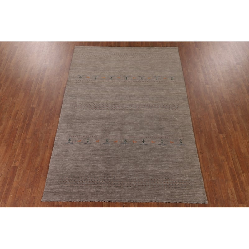 Tribal Gabbeh Living Room Area Rug Handmade Wool Carpet - 6'9"x 9'9"