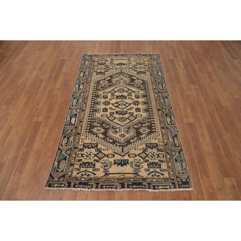 Hand Knotted Oriental 100% Wool Carpet Traditional Tribal Beige & Ivories Hamedan Area Rug - 5' 6'' X 3' 2''
